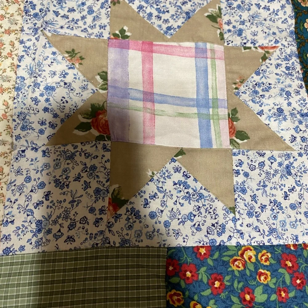 Handmade Patchwork Star Quilt - Multicolor